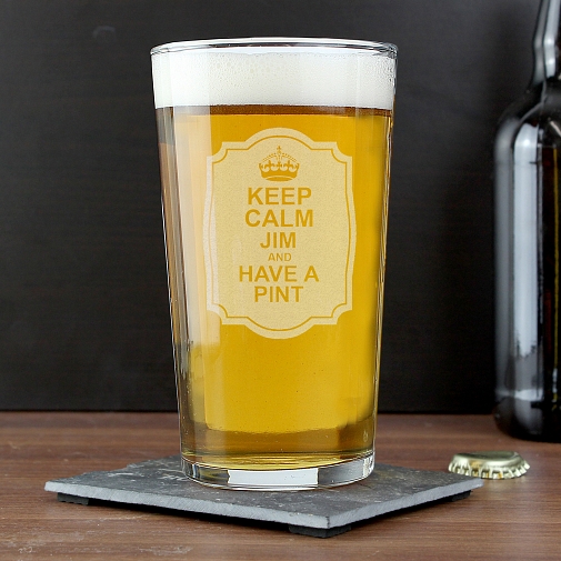 Personalised Keep Calm Pint Glass