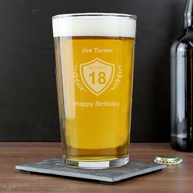 Personalised Age Crest Pint Glass