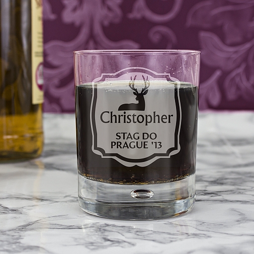 Personalised Stag Tumbler Bubble Glass