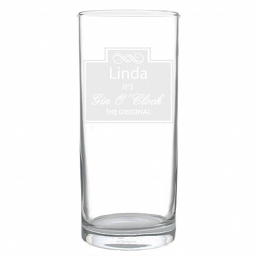 Personalised Gin O'Clock Hi Ball Bubble Glass