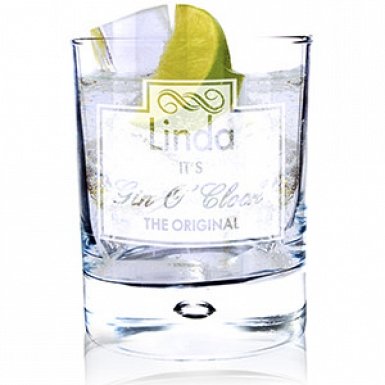 Personalised Gin O'Clock Tumbler Bubble Glass