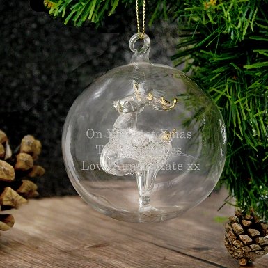 Personalised Glass Reindeer Bauble