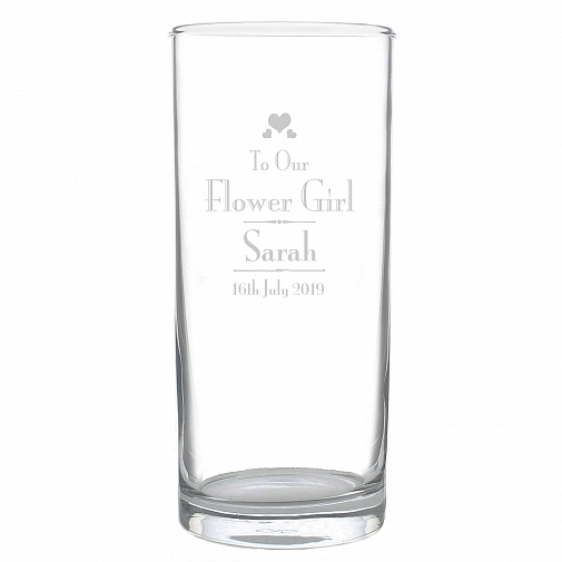 Personalised Decorative Wedding Flower Girl Hi Ball Glass