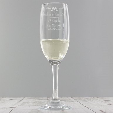 Personalised Decorative Wedding Mother of the Bride Glass Flute