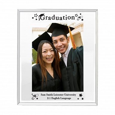 Personalised Mirrored Graduation Glass Photo Frame 5x7