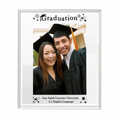 Personalised Mirrored Graduation Glass Photo Frame 5x7