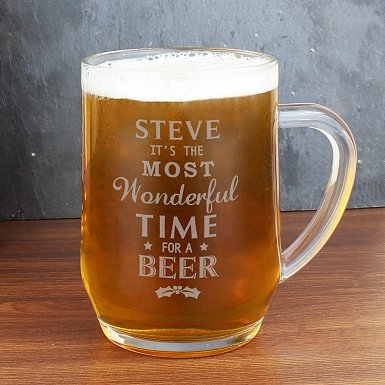 Personalised Wonderful Time For A Beer... Glass Tankard
