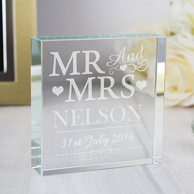 Personalised Mr & Mrs Large Crystal Token