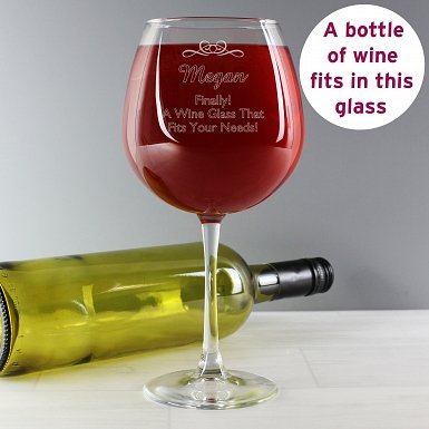 Personalised Decorative Bottle of Wine Glass