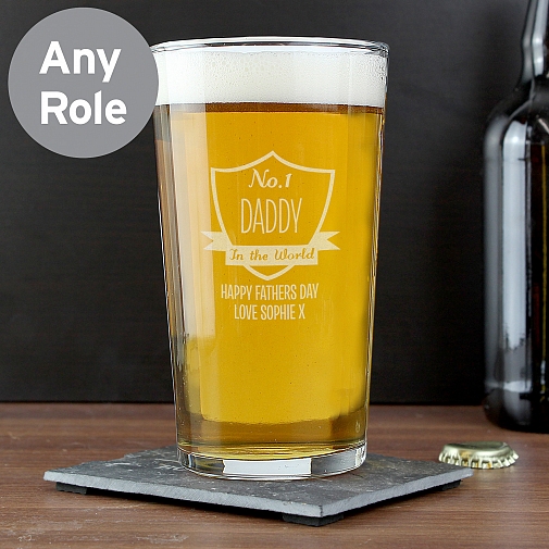 Personalised No.1 Shield Pint Glass