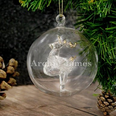 Personalised Name Only Reindeer Glass Bauble