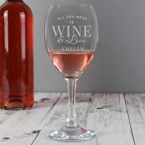 Personalised 'All You Need is Wine' Wine Glass