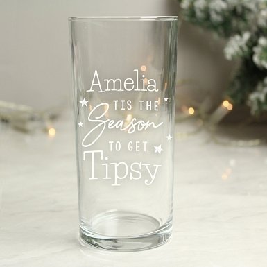 Personalised Tis The Season To Get Tipsy Hi Ball Glass