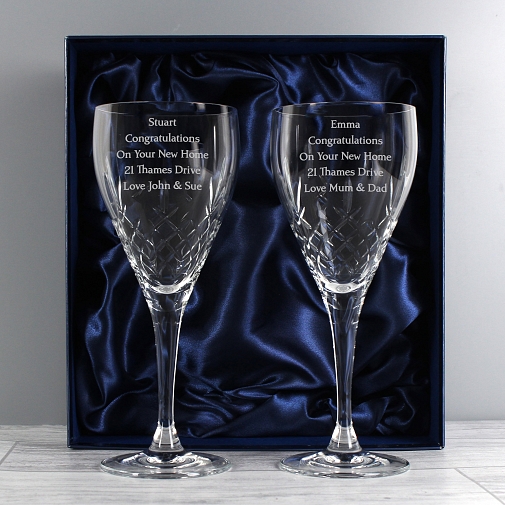 Personalised Pair of Crystal Wine Glasses