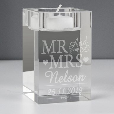 Personalised Mr & Mrs Tea Light Candle Holder