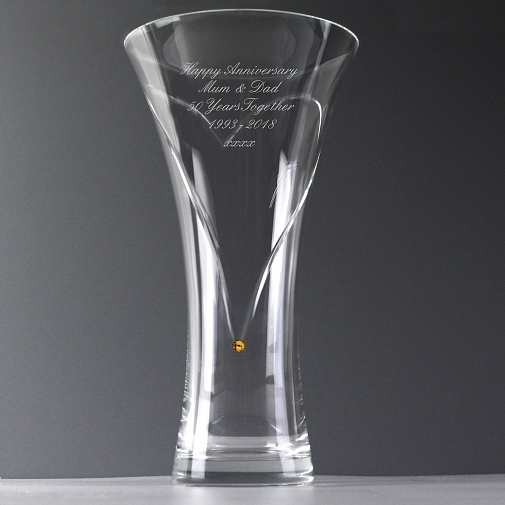 Personalised Large Infinity Vase with Gold Swarovski Elements