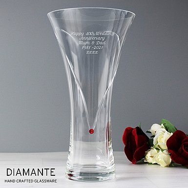 Personalised Large Infinity Vase with Ruby Swarovski Elements