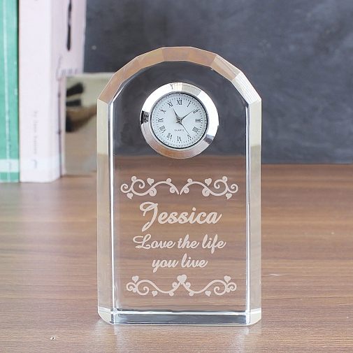 Personalised Heart Swirl Crystal Clock