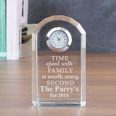 Personalised Time Spent With Family Crystal Clock