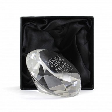 Personalised Mr & Mrs Diamond Paperweight