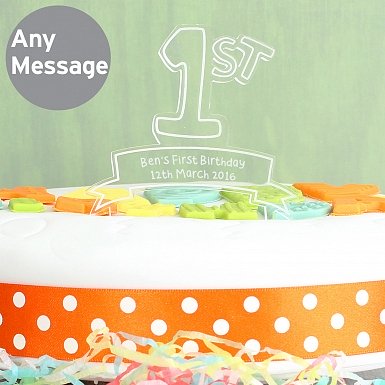 Personalised Acrylic '1st' Celebration Cake Topper