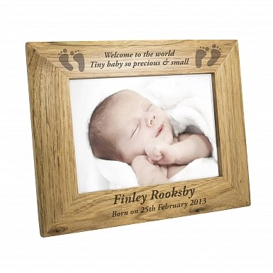 Personalised 5x7 Baby Feet Wooden Photo Frame