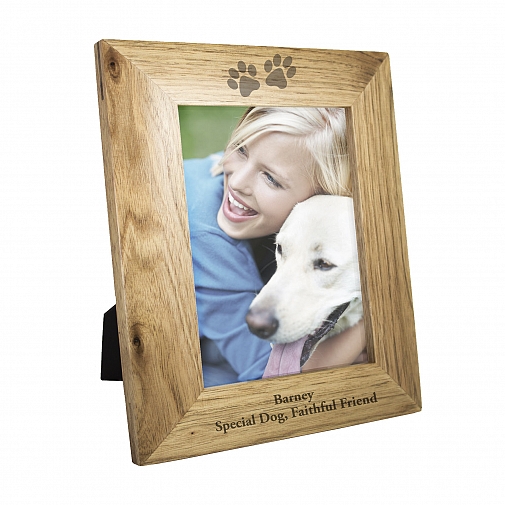 Personalised 5x7 Paw Prints Wooden Photo Frame