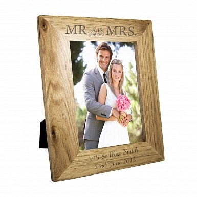 Personalised 5x7 Mr & Mrs Wooden Photo Frame