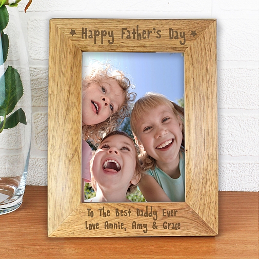 Personalised 5x7 Happy Father's Day Wooden Photo Frame