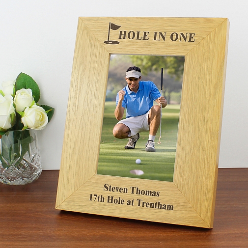 Personalised Oak Finish 6x4 Golf Photo Frame