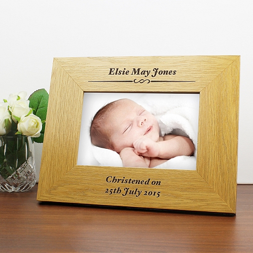 Personalised Oak Finish 6x4 Formal Landscape Photo Frame