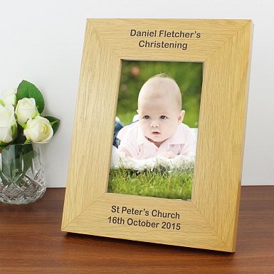 Personalised Oak Finish 6x4 Portrait Photo Frame - Long Message