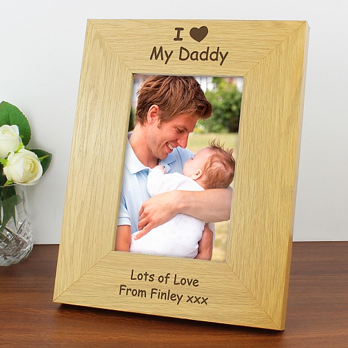 Personalised Oak Finish 6x4 I Heart Photo Frame