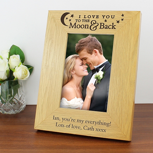 Personalised Oak Finish 6x4 To the Moon and Back Photo Frame