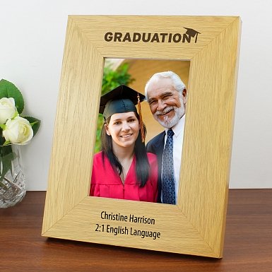 Personalised Oak Finish 6x4 Graduation Photo Frame