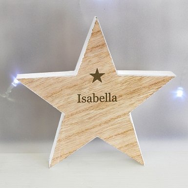 Personalised Any Name Rustic Wooden Star Decoration