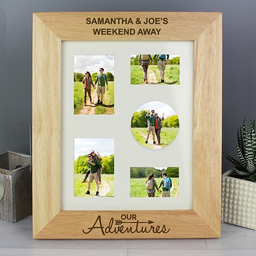 Personalised Our Adventures 10x8 Wooden Photo Frame
