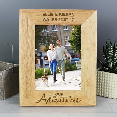 Personalised Our Adventures 5x7 Wooden Photo Frame