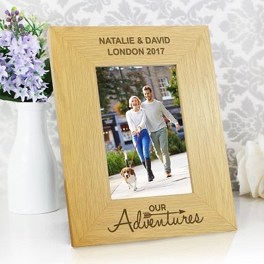 Personalised Our Adventures 6x4 Wooden Photo Frame