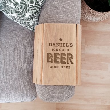 Personalised Beer Goes Here Wooden Sofa Tray