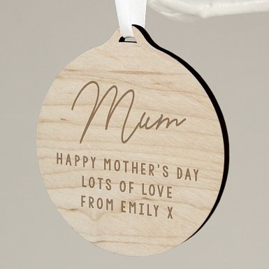 Personalised Free Text Round Wooden Decoration