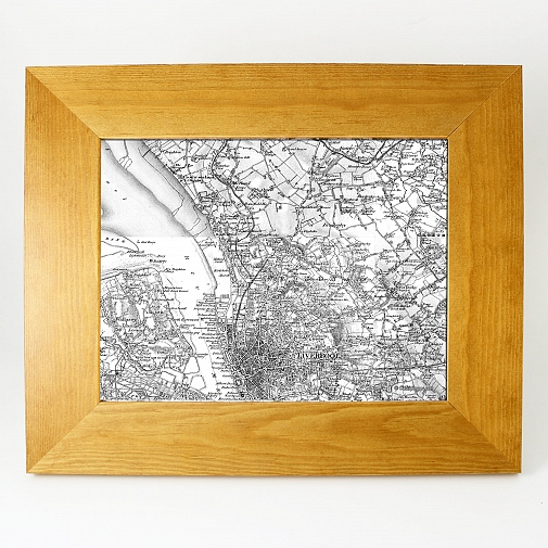 Personalised Postcode Map 10x8 Wooden Frame - Old Series