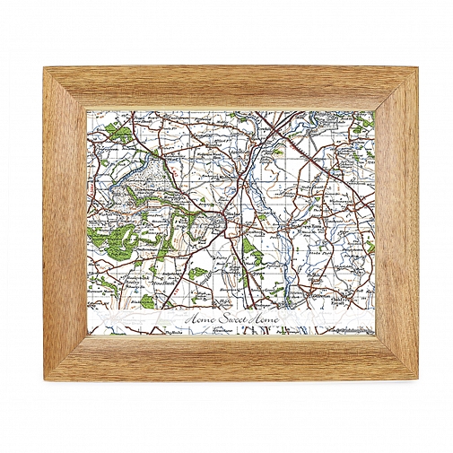 Personalised Postcode Map Wooden 10x8 Photo Frame - New Popular Edition With Message