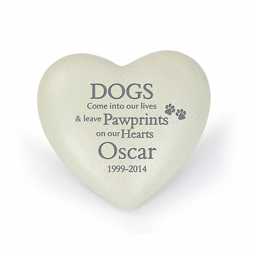 Personalised Dog Pawprints Heart Memorial