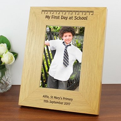 Personalised Oak Finish 6x4 My First Day At School Photo Frame