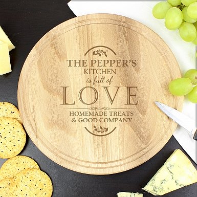 Personalised Full of Love Large Round Chopping Board