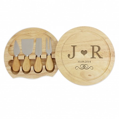Monogram Large Chopping Board with Cheese Knives