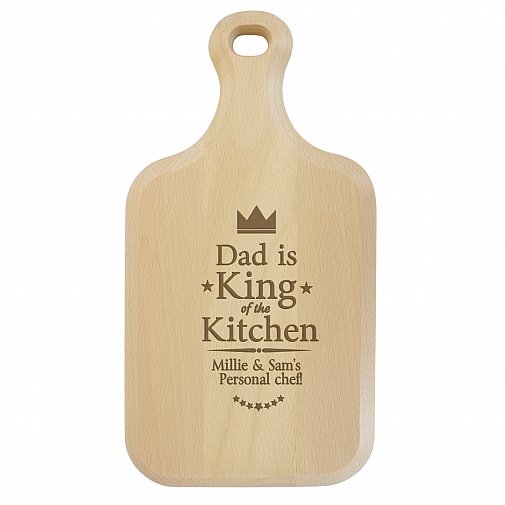 Personalised King of the Kitchen Large Paddle Chopping Board