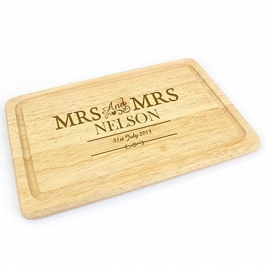 Personalised Mrs & Mrs Large Chopping Board