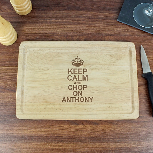 Personalised Keep Calm & Chop On Large Chopping Board